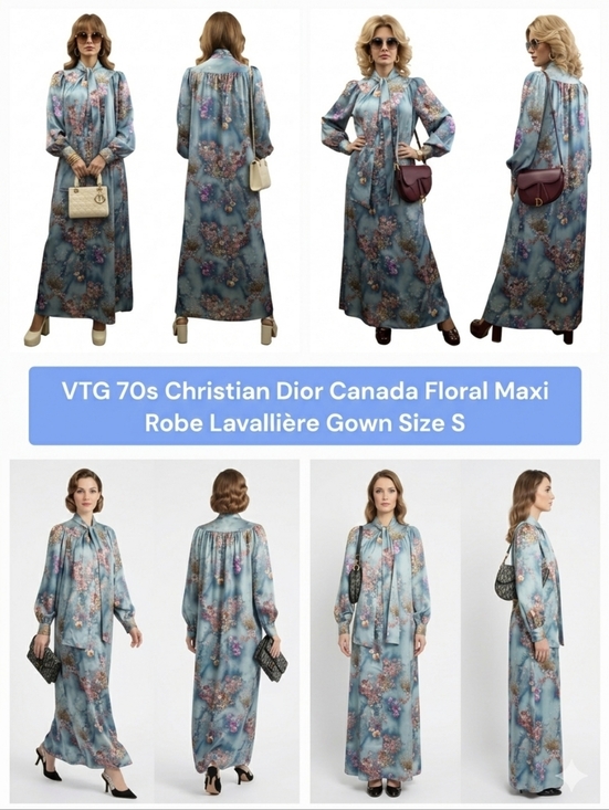 Dior Dresses & Skirts - VTG 70s Christian Dior Canada Floral Maxi Robe ​Lavallière Gown Size S